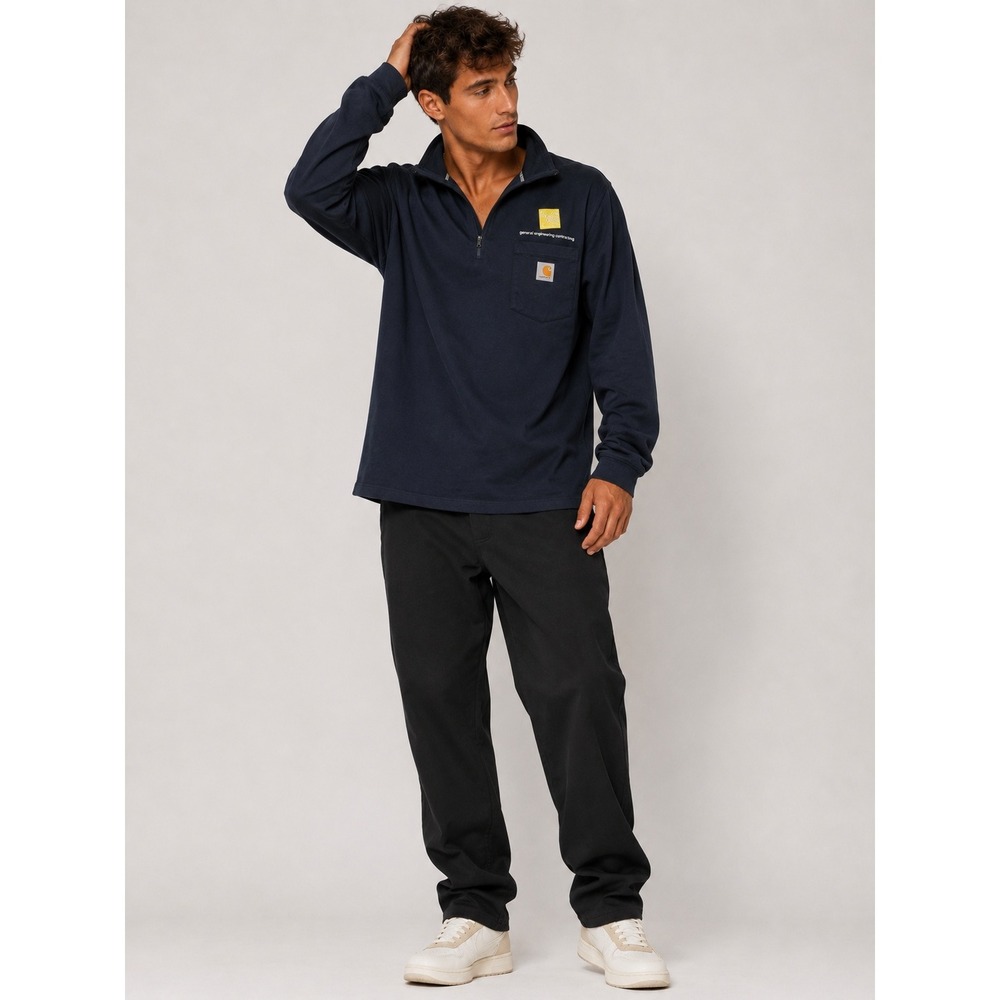 Carhartt Force Relaxed Fit Midweight Quarter Zip Mock Neck T-Shirt Navy L NWT